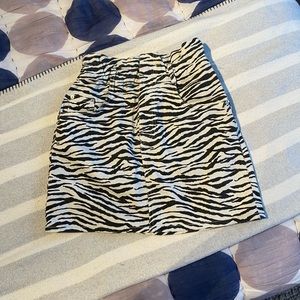zara high waisted zebra print denim mini skirt